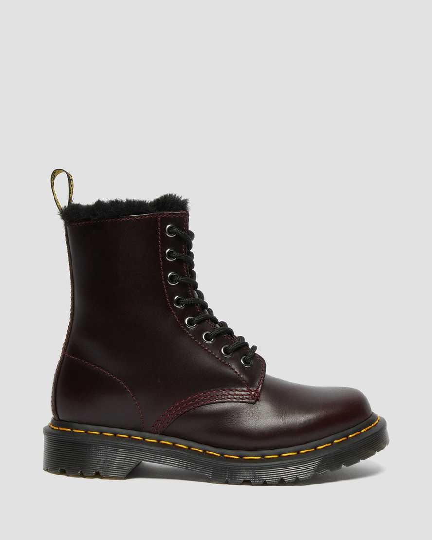 Women's Dr Martens 1460 Serena Faux Fur Lined Ankle Boots Oxblood Atlas | 386NYLZEM