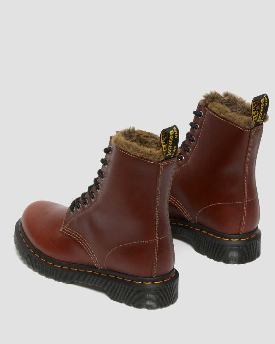 Women's Dr Martens 1460 Serena Faux Fur Lined Ankle Boots Brown Abruzzo Wp | 658FMGWZY