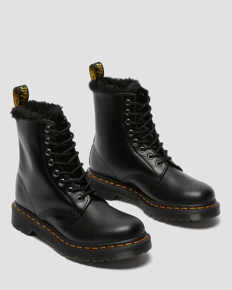 Women's Dr Martens 1460 Serena Faux Fur Lined Ankle Boots Dark Grey Atlas | 870FIPWJH