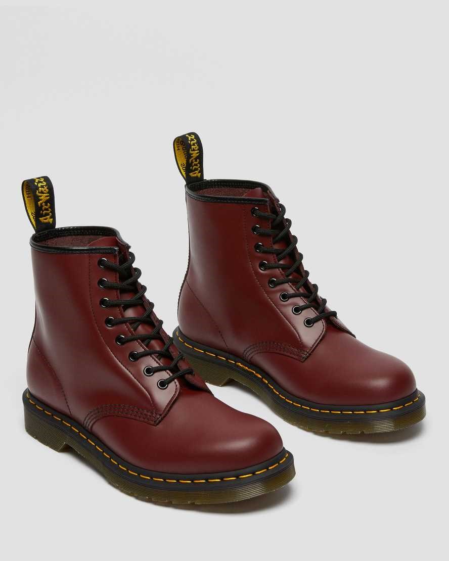 Women's Dr Martens 1460 Smooth Leather Ankle Boots Cherry Red Smooth Leather | 173UVAYMW