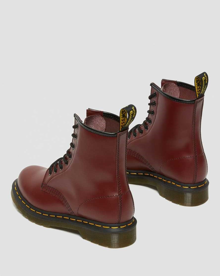 Women's Dr Martens 1460 Smooth Leather Ankle Boots Cherry Red Smooth Leather | 318ITEMFY