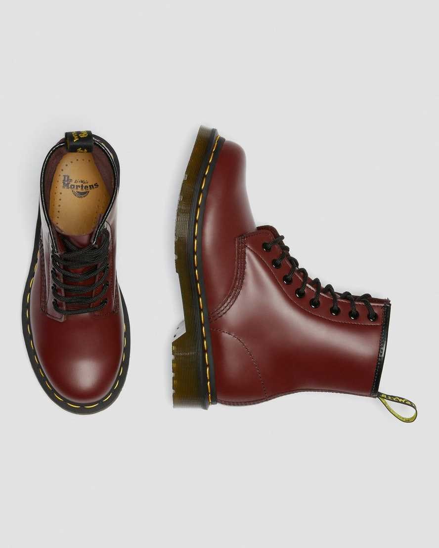 Women's Dr Martens 1460 Smooth Leather Ankle Boots Cherry Red Smooth Leather | 318ITEMFY