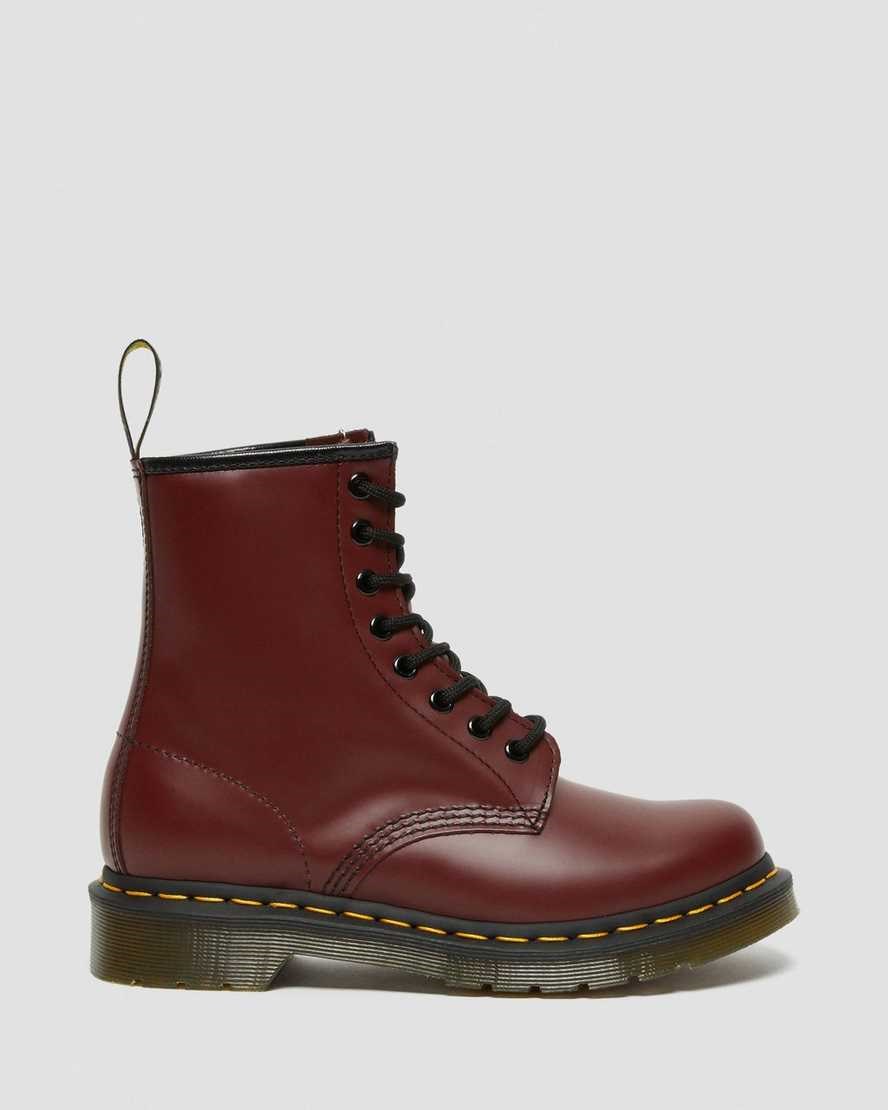 Women's Dr Martens 1460 Smooth Leather Ankle Boots Cherry Red Smooth Leather | 318ITEMFY