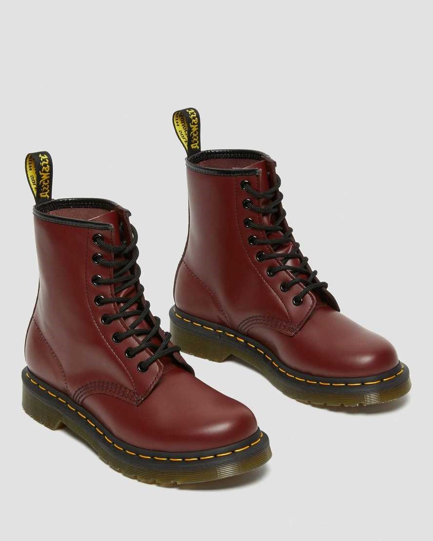 Women's Dr Martens 1460 Smooth Leather Ankle Boots Cherry Red Smooth Leather | 318ITEMFY