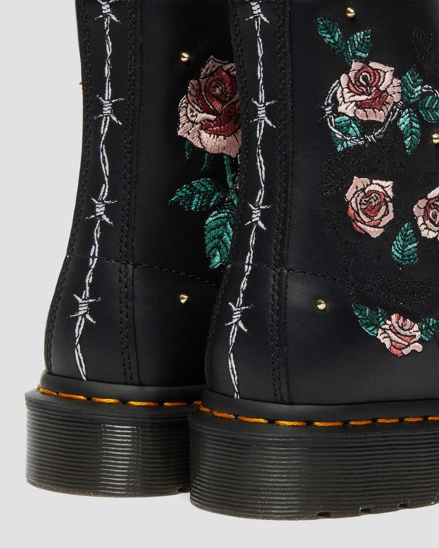 Women's Dr Martens 1460 Vonda Floral Leather Lace Up Boots Black Nappa | 087BUYGDI