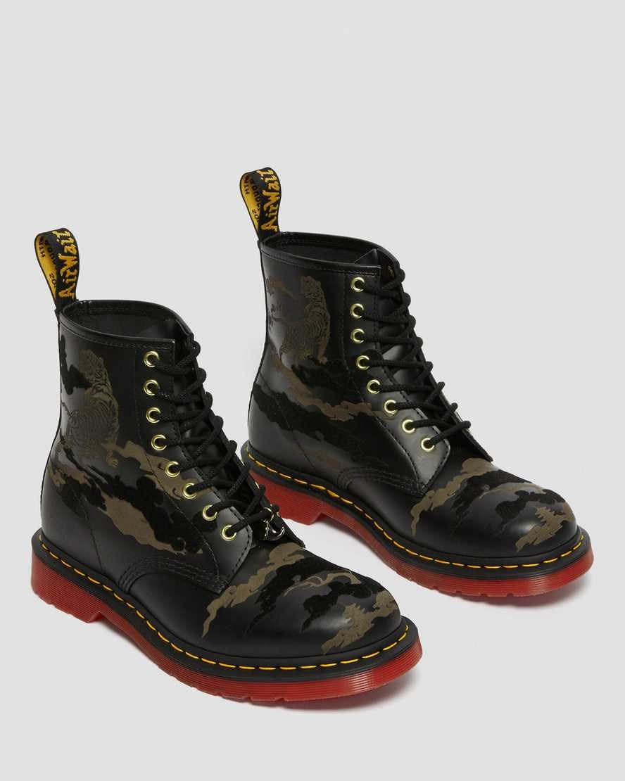 Women's Dr Martens 1460 Year of The Tiger Leather Ankle Boots Black Smooth Leather | 914VHPGBM