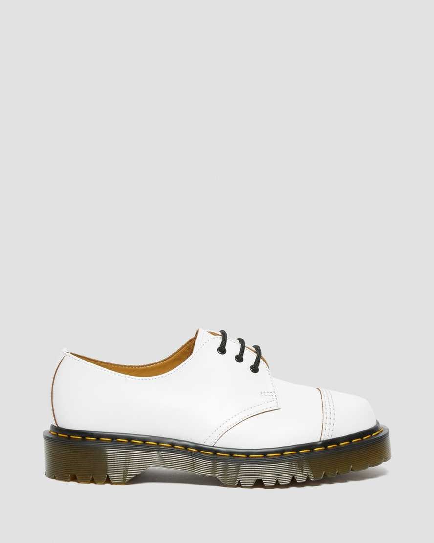 Women's Dr Martens 1461 Bex Made in England Toe Cap Oxford Shoes White Vintage Smooth | 680QUIJNA