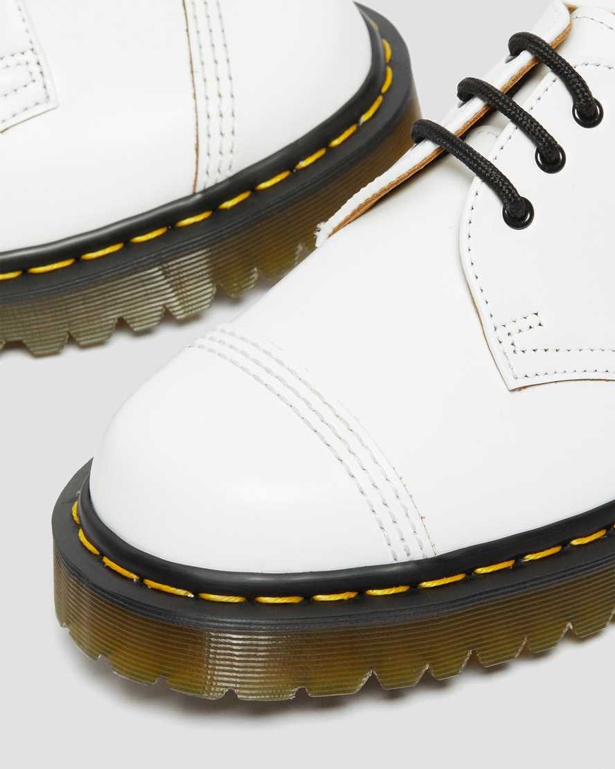 Women's Dr Martens 1461 Bex Made in England Toe Cap Oxford Shoes White Vintage Smooth | 680QUIJNA