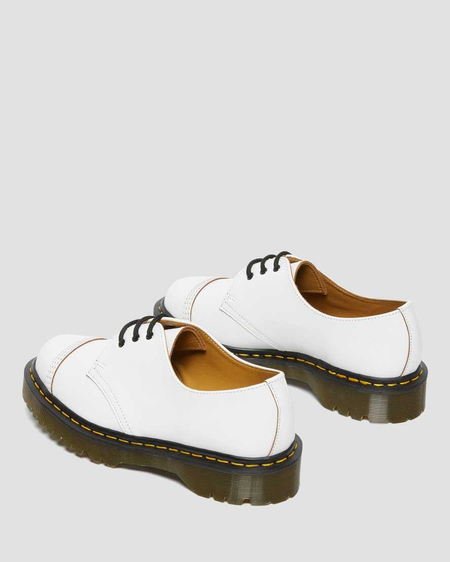 Women's Dr Martens 1461 Bex Made in England Toe Cap Oxford Shoes White Vintage Smooth | 680QUIJNA