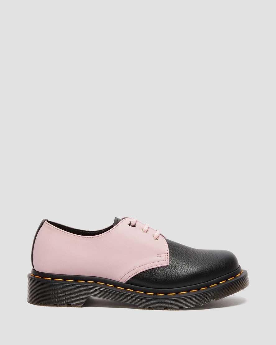 Women's Dr Martens 1461 Contrast Virginia Leather Oxford Shoes Black | 036YEAZTP