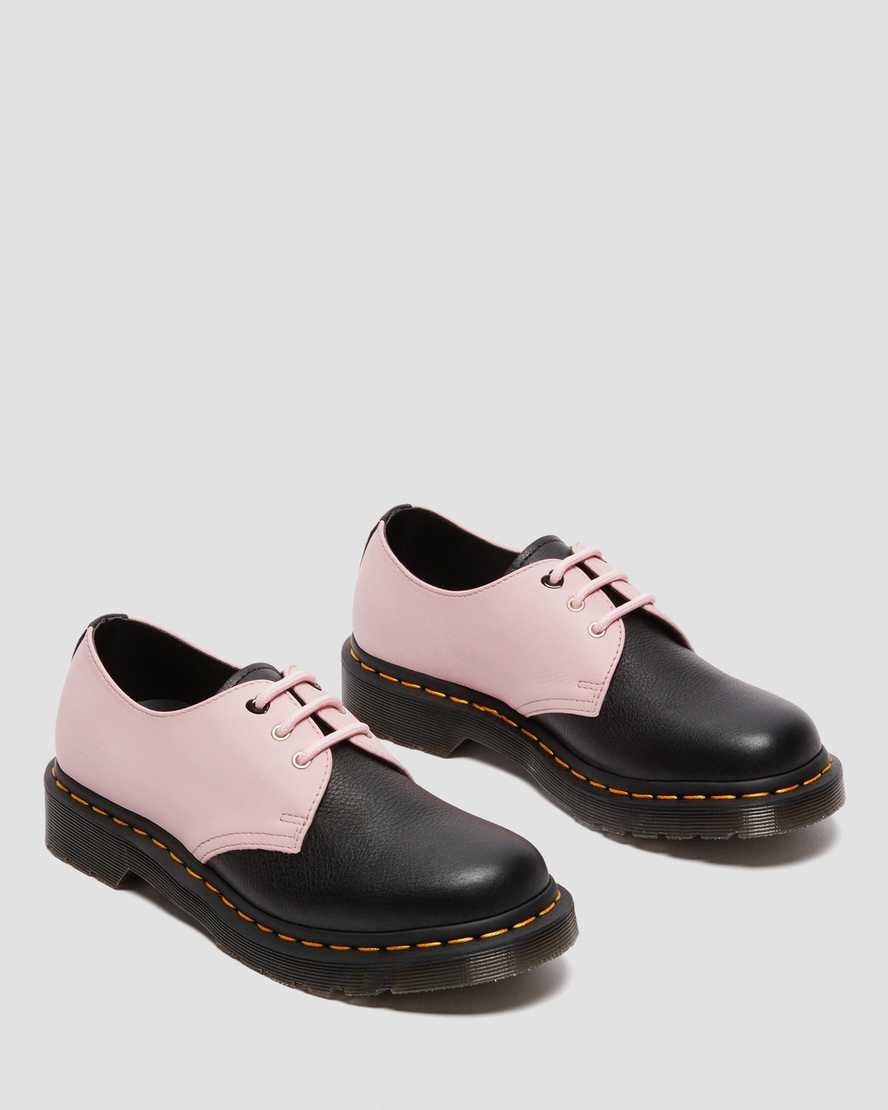 Women's Dr Martens 1461 Contrast Virginia Leather Oxford Shoes Black | 036YEAZTP