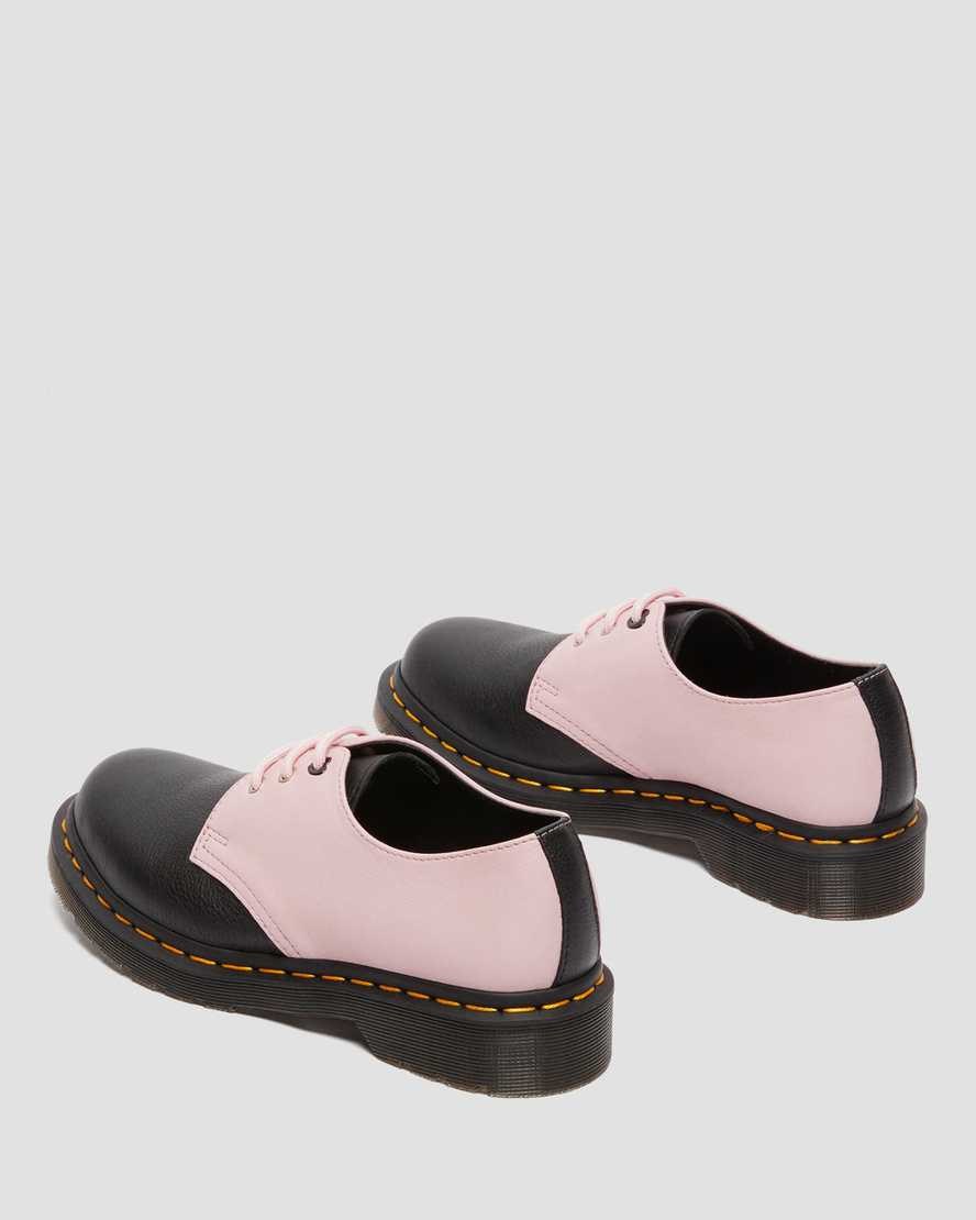 Women's Dr Martens 1461 Contrast Virginia Leather Oxford Shoes Black | 036YEAZTP