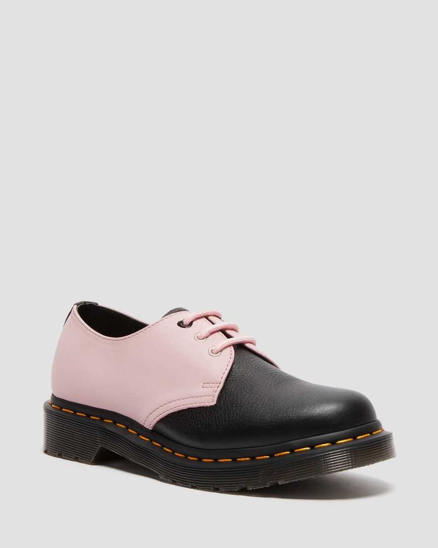 Women\'s Dr Martens 1461 Contrast Virginia Leather Oxford Shoes Black | 036YEAZTP