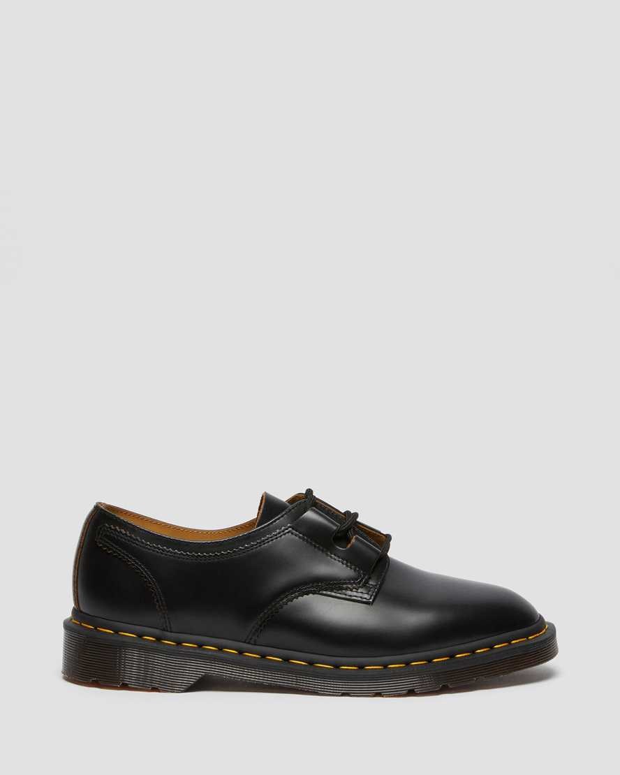 Women's Dr Martens 1461 Ghillie Leather Oxford Shoes Black Vintage Smooth | 608WMFYKQ