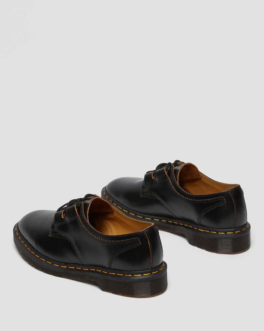 Women's Dr Martens 1461 Ghillie Leather Oxford Shoes Black Vintage Smooth | 608WMFYKQ