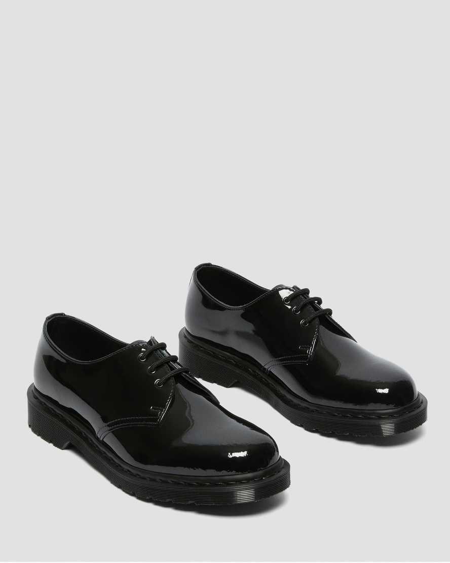 Women's Dr Martens 1461 Made in England Mono Patent Leather Patent Shoes Black Patent Lamper | 823VRIBXD