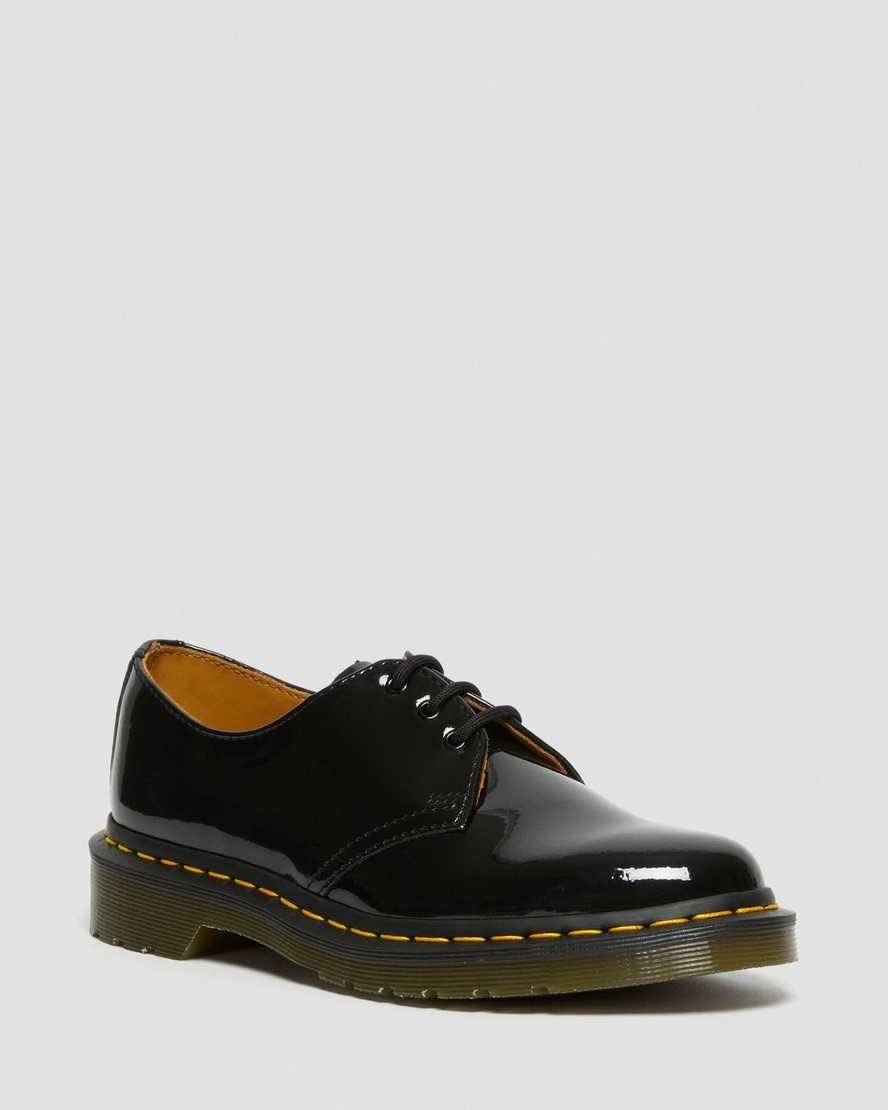 Women\'s Dr Martens 1461 Patent Leather Oxford Shoes Black Patent Lamper | 648PGZONK