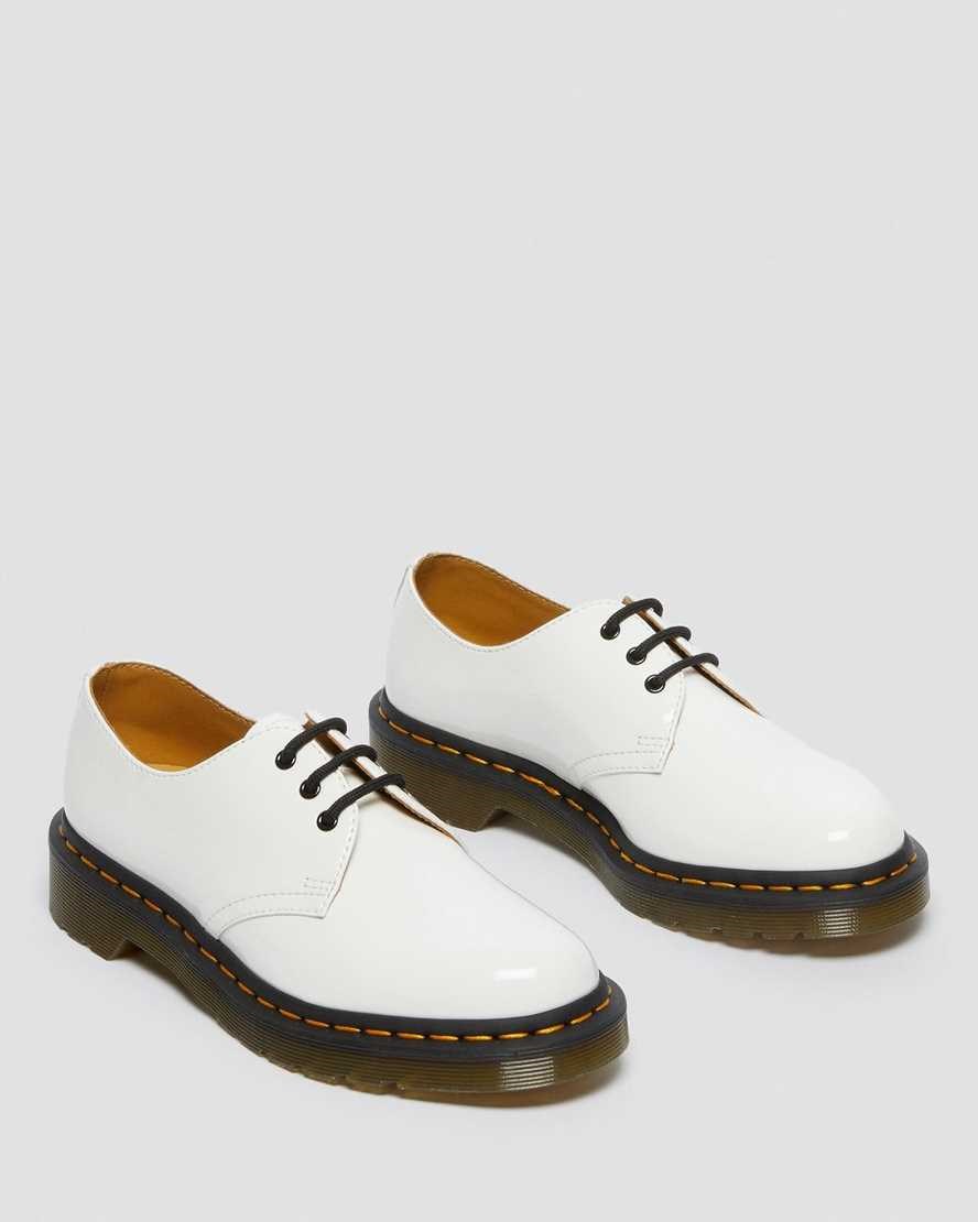 Women's Dr Martens 1461 Patent Leather Patent Shoes White Patent Lamper | 198SJRPHI