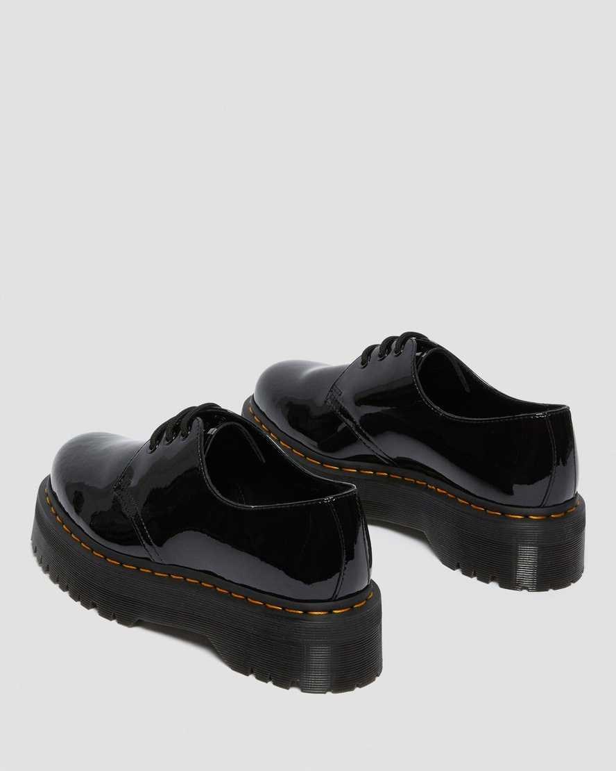 Women's Dr Martens 1461 Patent Leather Platform Patent Shoes Black Patent Lamper | 756XZWYEA