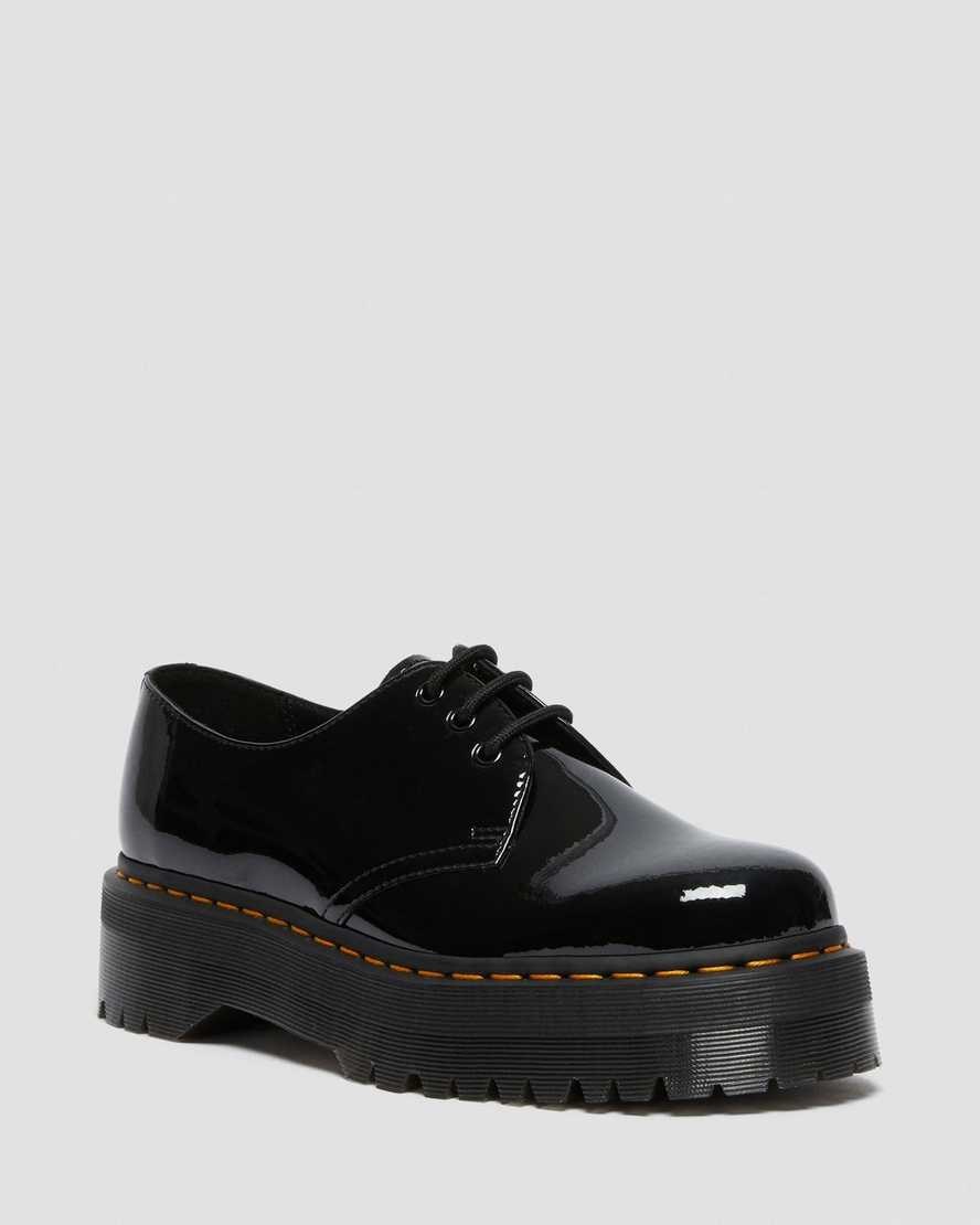 Women\'s Dr Martens 1461 Patent Leather Platform Patent Shoes Black Patent Lamper | 756XZWYEA