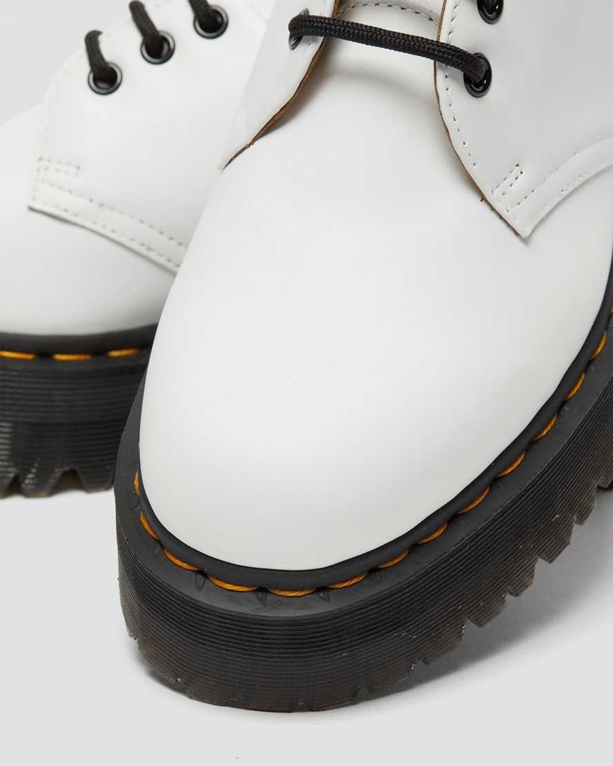 Women's Dr Martens 1461 Smooth Leather Platform Shoes White Polished Smooth | 290ONLJHI