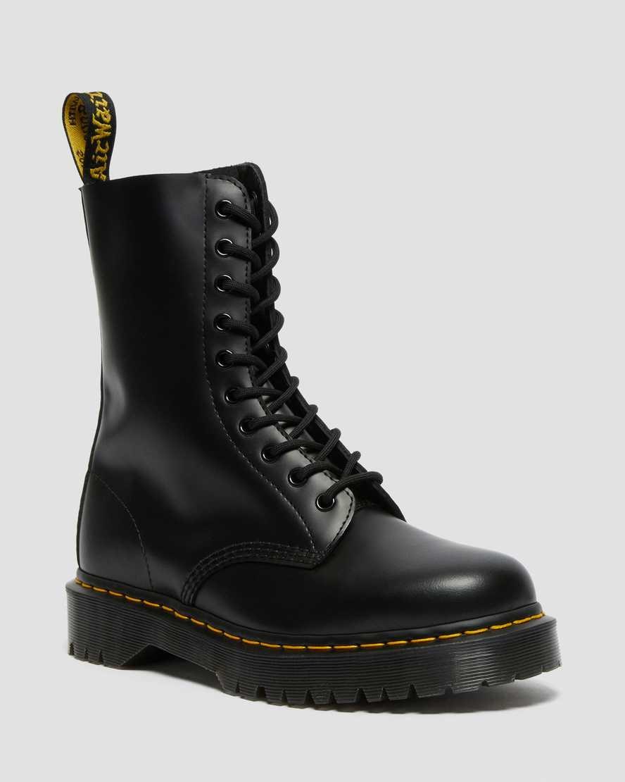 Women\'s Dr Martens 1490 Bex Smooth Leather Lace Up Boots Black Smooth Leather | 938WMZHCR