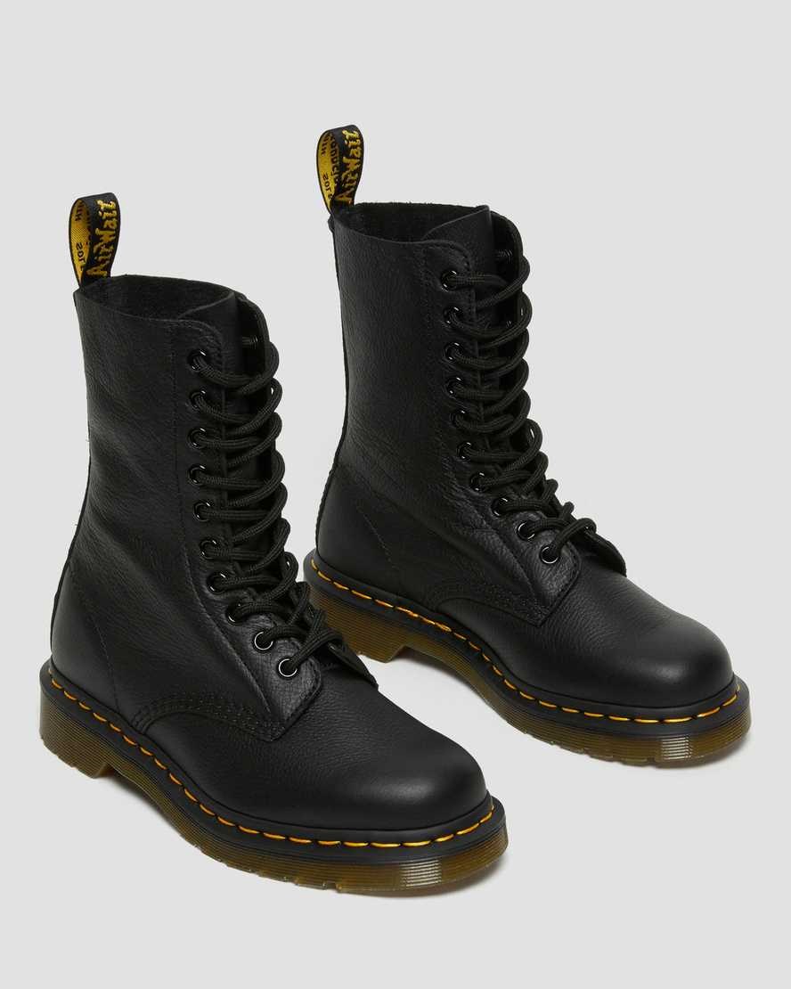 Women's Dr Martens 1490 Virginia Leather Lace Up Boots Black Virginia | 824AVYZBR