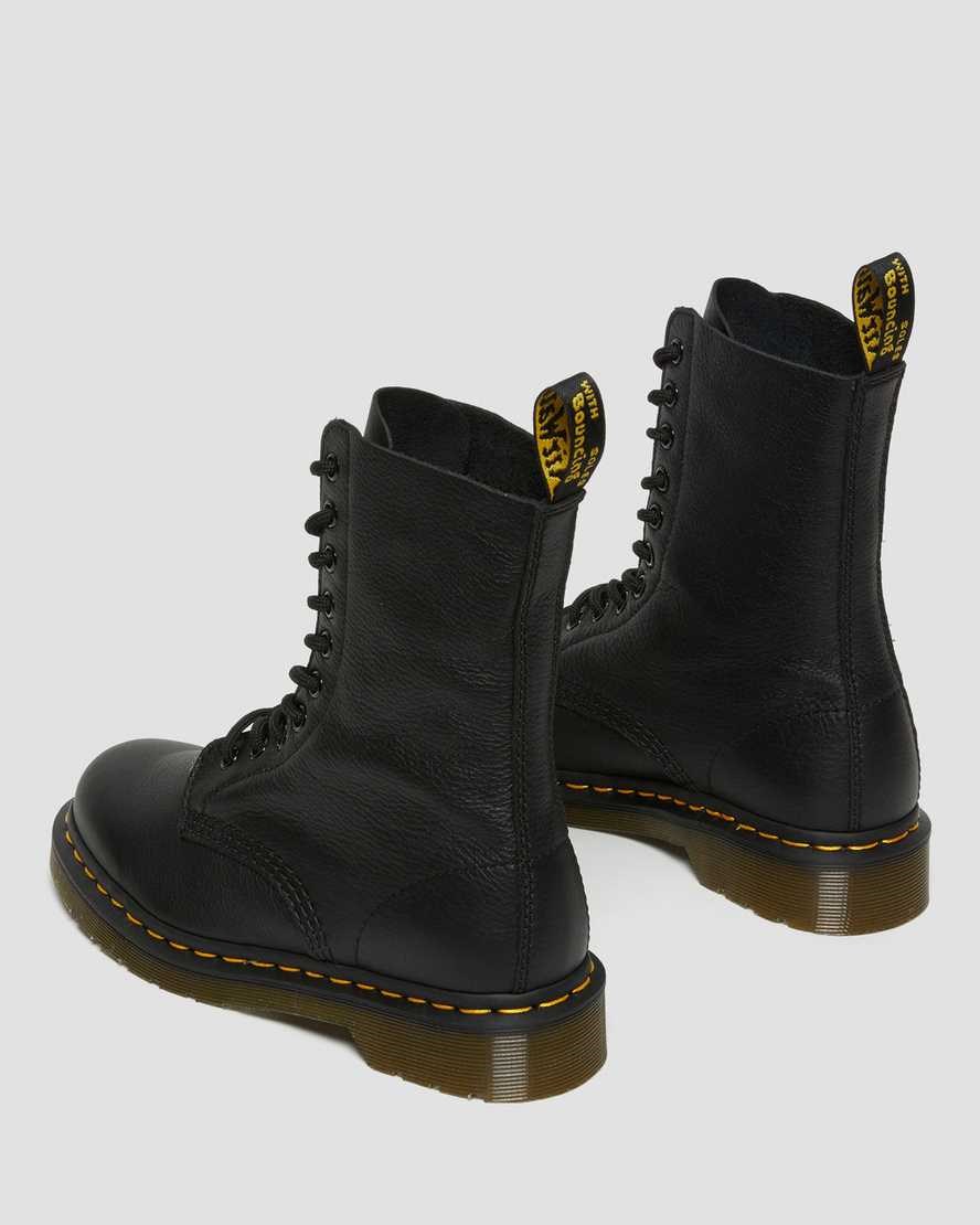 Women's Dr Martens 1490 Virginia Leather Lace Up Boots Black Virginia | 824AVYZBR