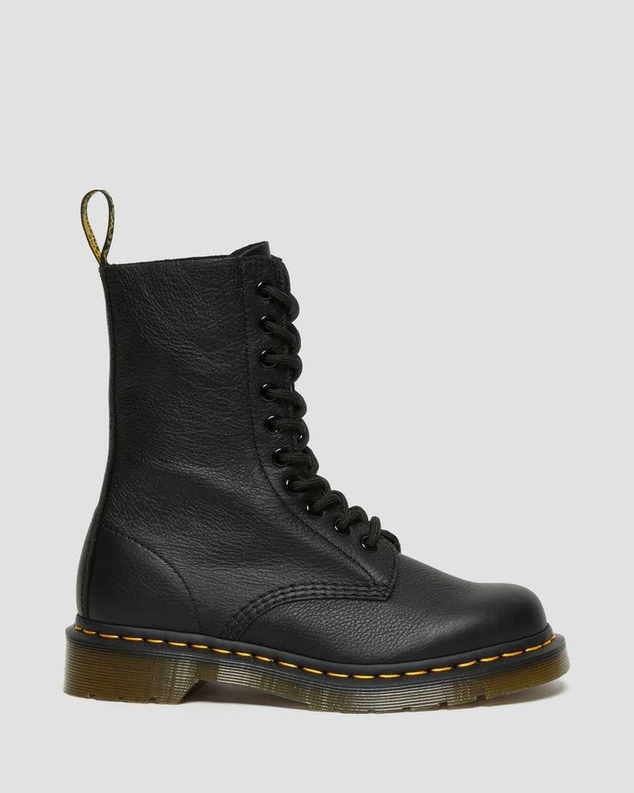 Women's Dr Martens 1490 Virginia Leather Lace Up Boots Black Virginia | 824AVYZBR