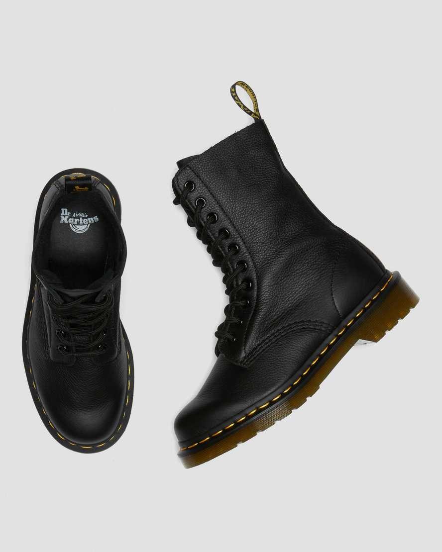 Women's Dr Martens 1490 Virginia Leather Lace Up Boots Black Virginia | 824AVYZBR