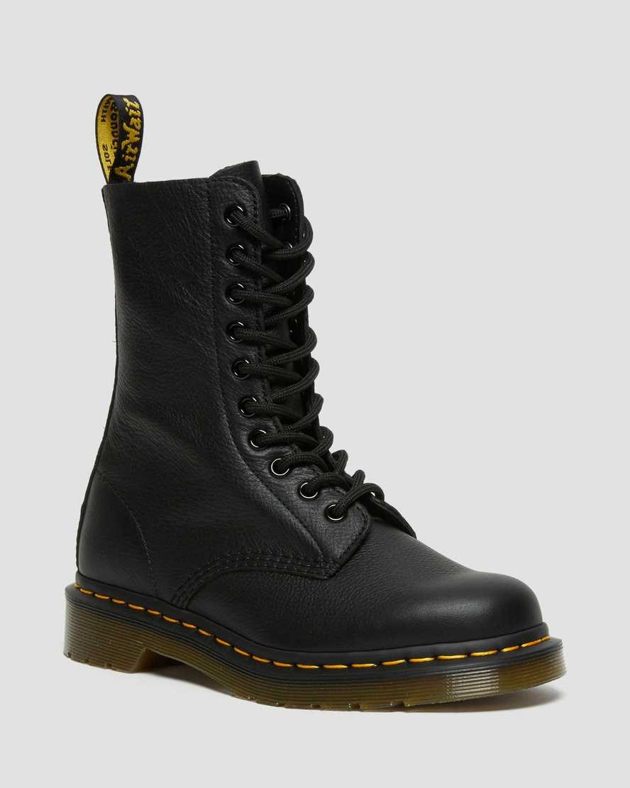 Women\'s Dr Martens 1490 Virginia Leather Lace Up Boots Black Virginia | 824AVYZBR