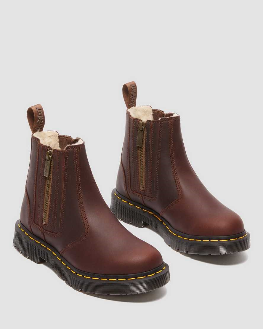 Women's Dr Martens 2976 DM's Wintergrip Zip Up Boots Brown Snowplow | 157WJHQLV