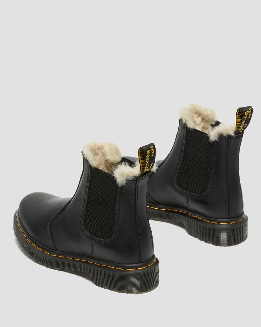 Women's Dr Martens 2976 Faux Fur Lined Ankle Boots Black Burnished Wyoming | 401MGZIET