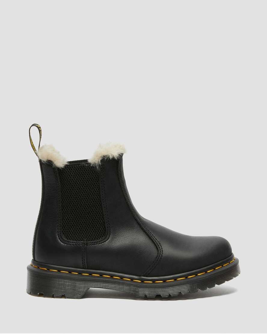 Women's Dr Martens 2976 Faux Fur Lined Ankle Boots Black Burnished Wyoming | 401MGZIET