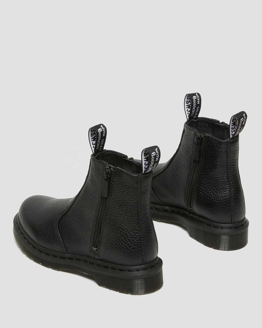 Women's Dr Martens 2976 Leather Zipper Ankle Boots Black Milled Nappa Leather | 509OBGUQM