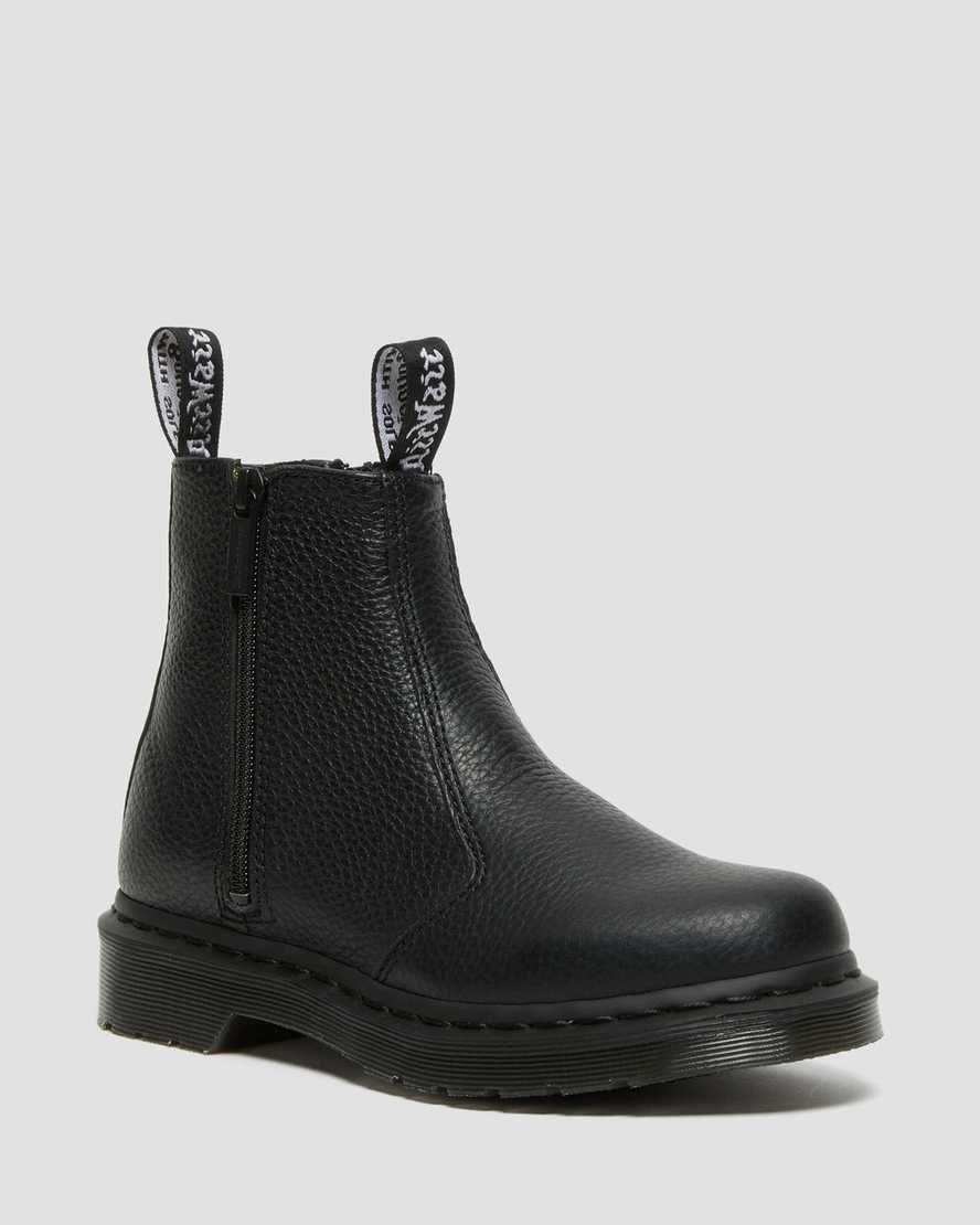 Women's Dr Martens 2976 Leather Zipper Ankle Boots Black Milled Nappa Leather | 509OBGUQM