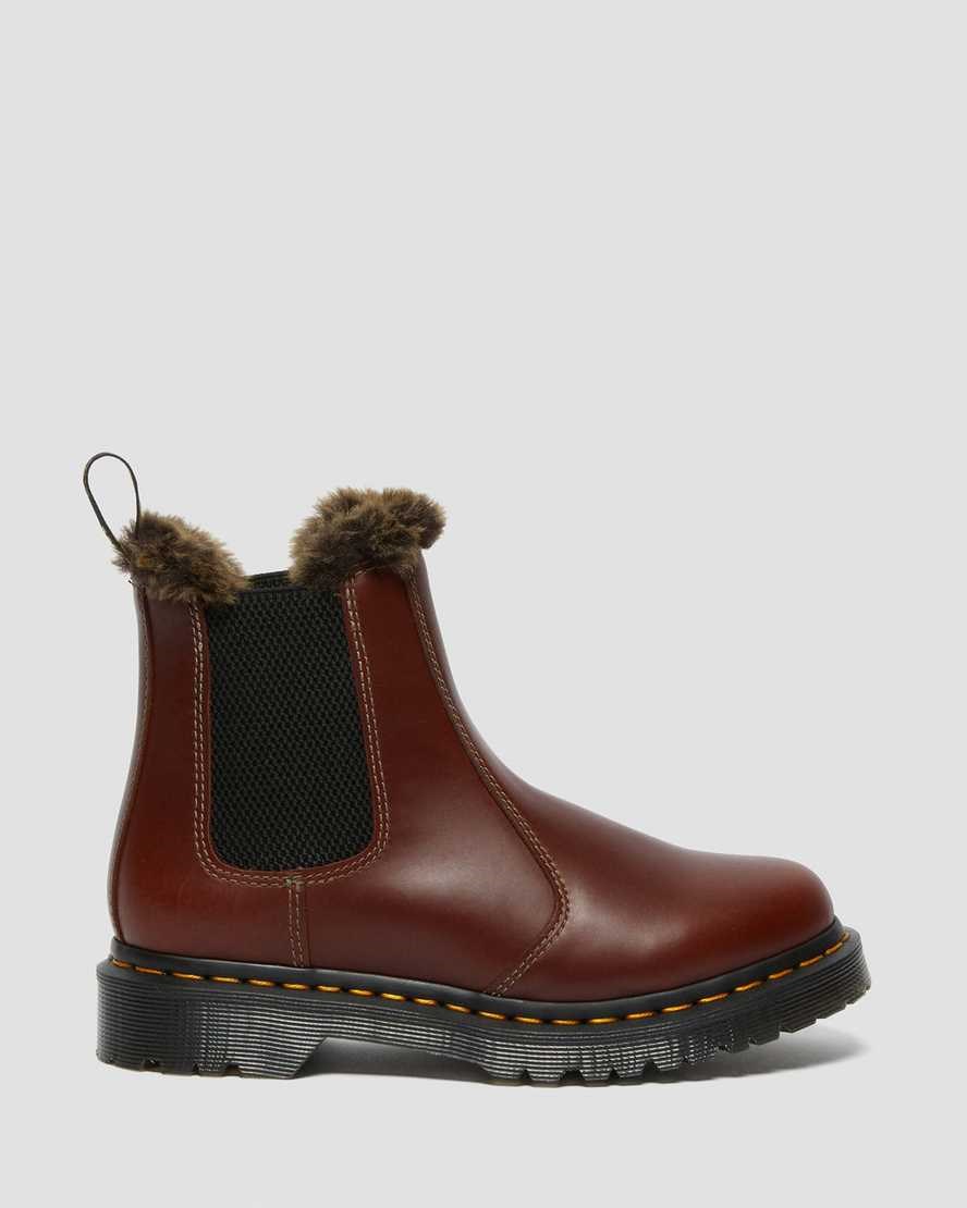 Women's Dr Martens 2976 Leonore Faux Fur Lined Ankle Boots Brown Abruzzo Wp | 018NHCGUQ