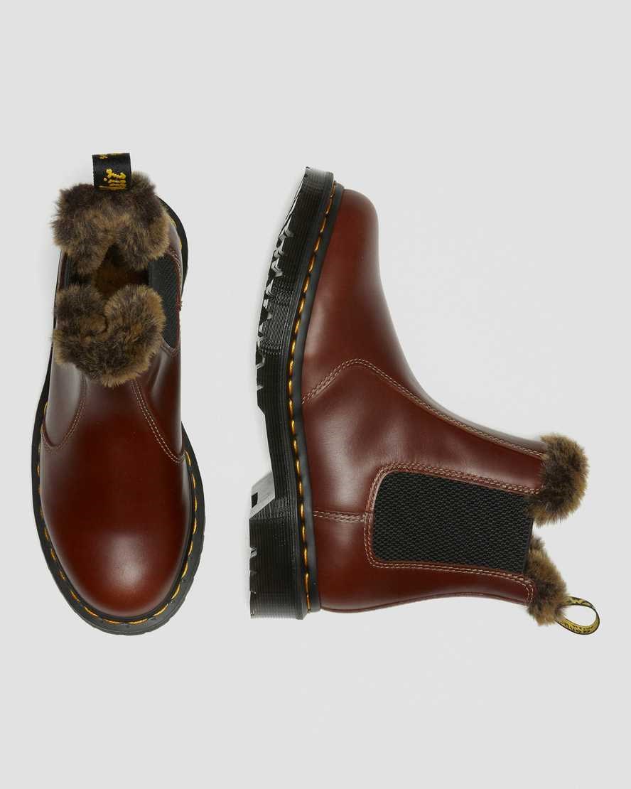 Women's Dr Martens 2976 Leonore Faux Fur Lined Ankle Boots Brown Abruzzo Wp | 018NHCGUQ