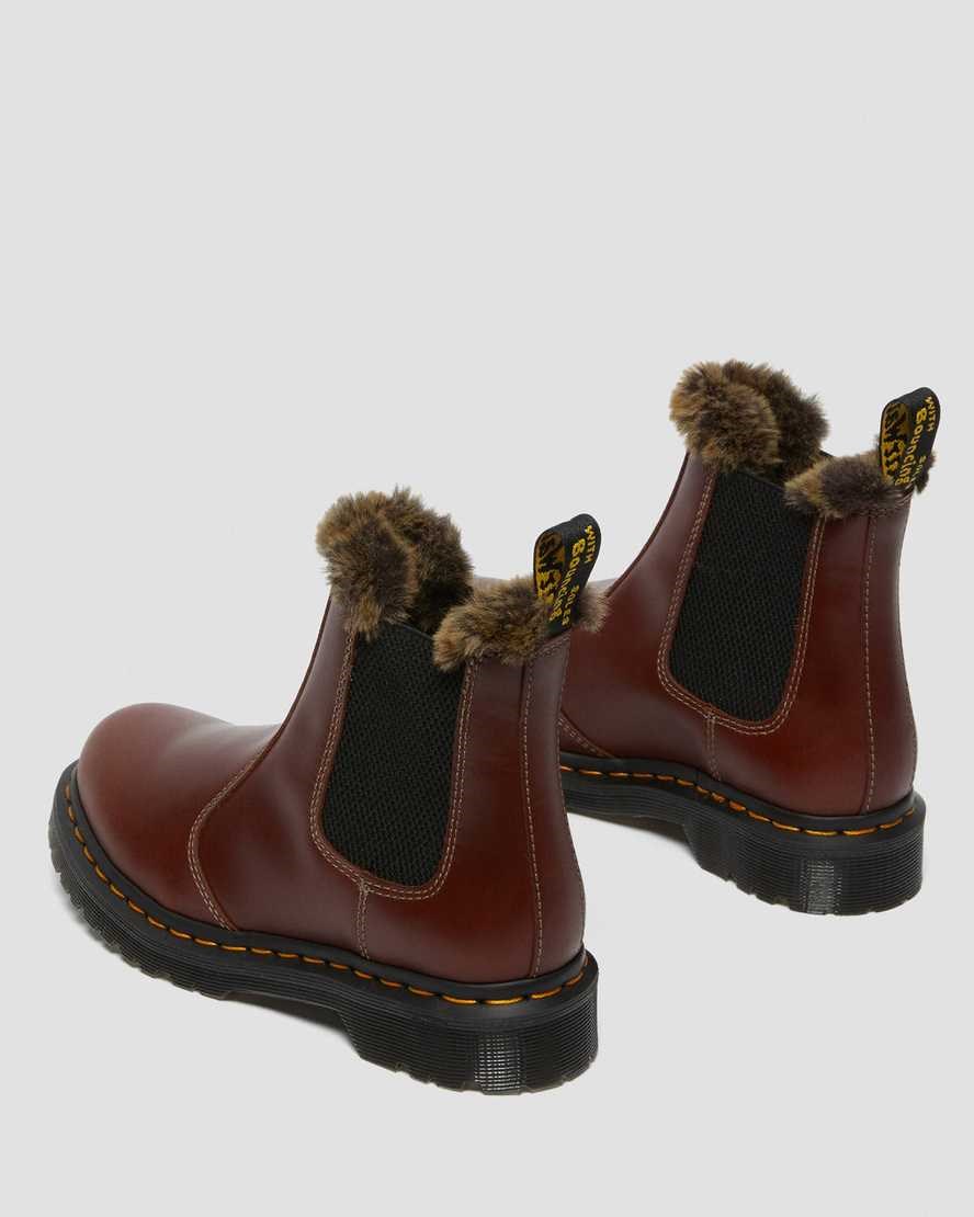 Women's Dr Martens 2976 Leonore Faux Fur Lined Ankle Boots Brown Abruzzo Wp | 018NHCGUQ