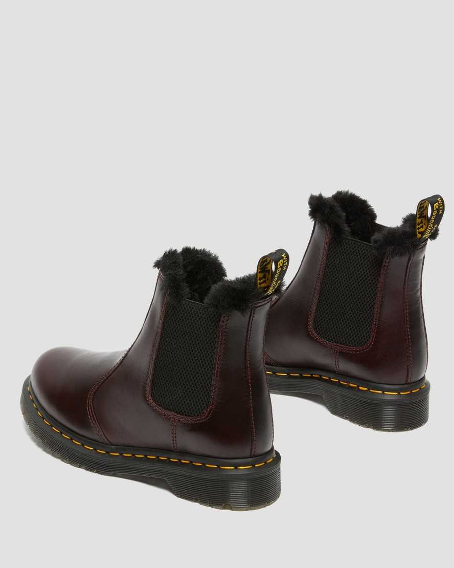 Women's Dr Martens 2976 Leonore Faux Fur Lined Chelsea Boots Oxblood Atlas | 280TAZNWQ