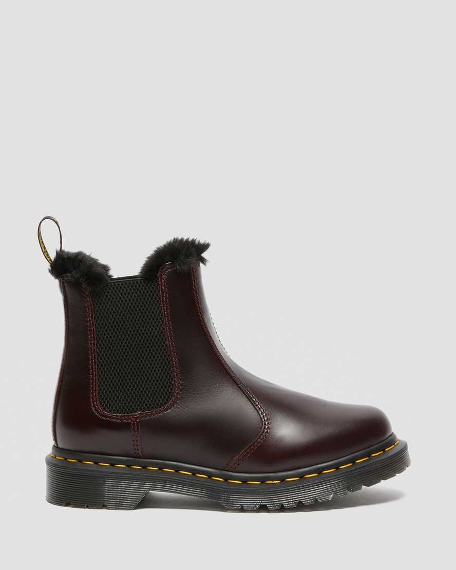 Women's Dr Martens 2976 Leonore Faux Fur Lined Chelsea Boots Oxblood Atlas | 280TAZNWQ