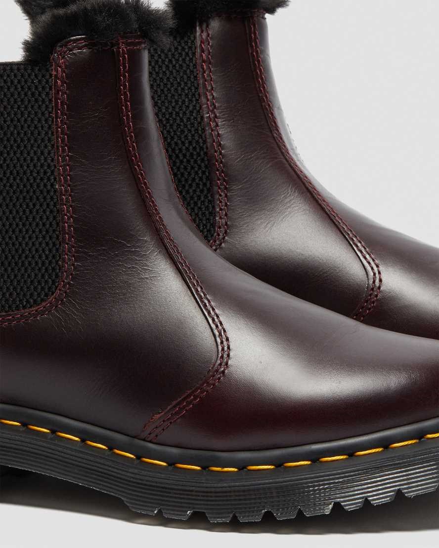 Women's Dr Martens 2976 Leonore Faux Fur Lined Chelsea Boots Oxblood Atlas | 280TAZNWQ