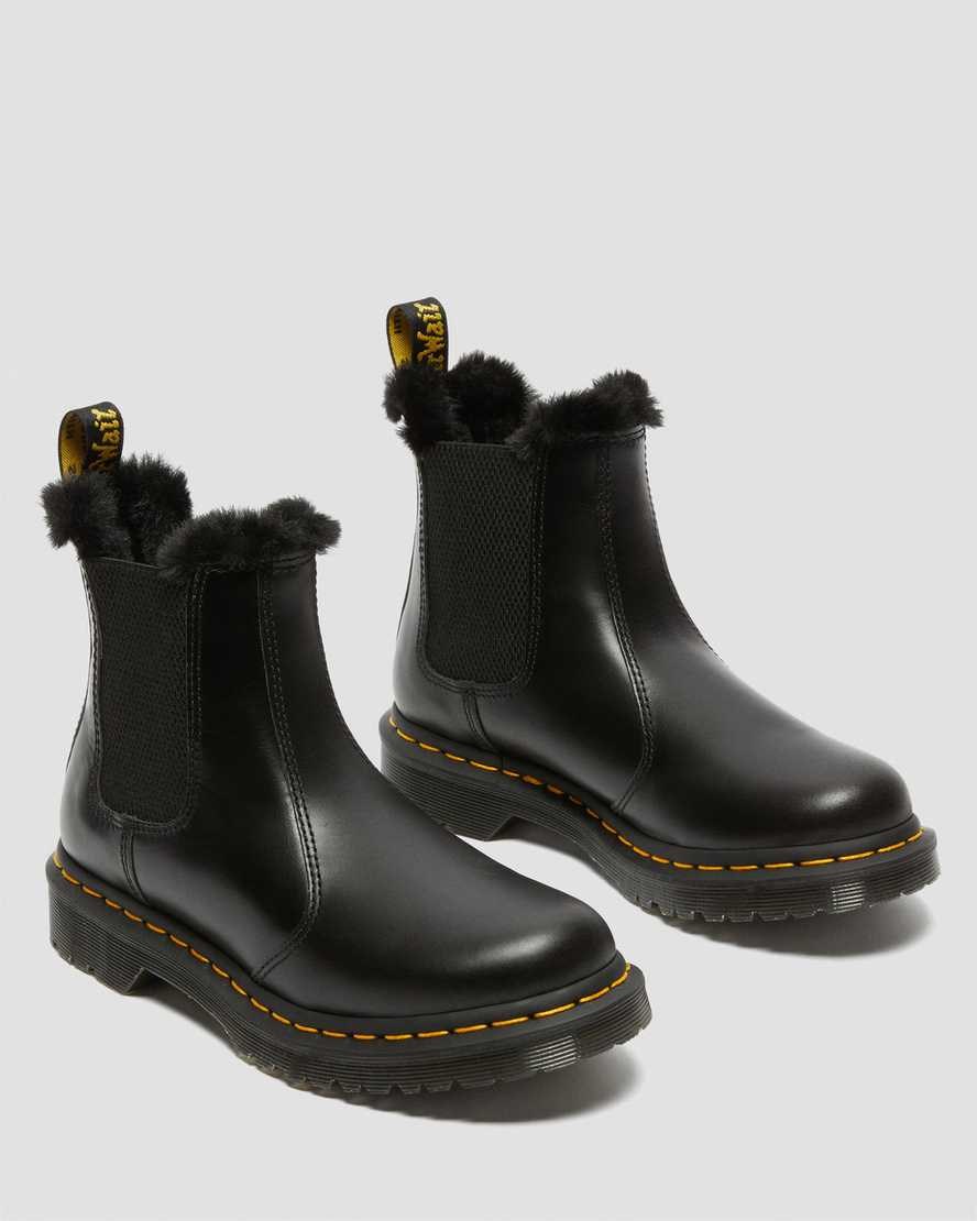 Women's Dr Martens 2976 Leonore Faux Fur Lined Chelsea Boots Dark Grey Atlas | 284BLNMGP