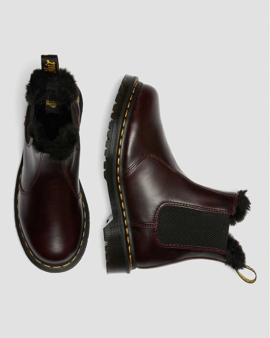 Women's Dr Martens 2976 Leonore Faux Fur Lined Ankle Boots Oxblood Atlas | 829MWIVHG