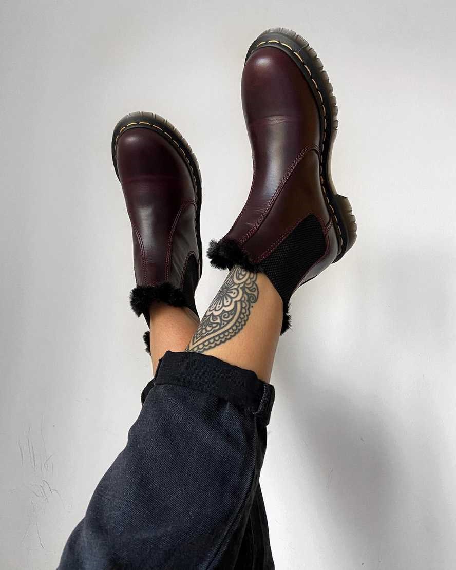 Women's Dr Martens 2976 Leonore Faux Fur Lined Ankle Boots Oxblood Atlas | 829MWIVHG