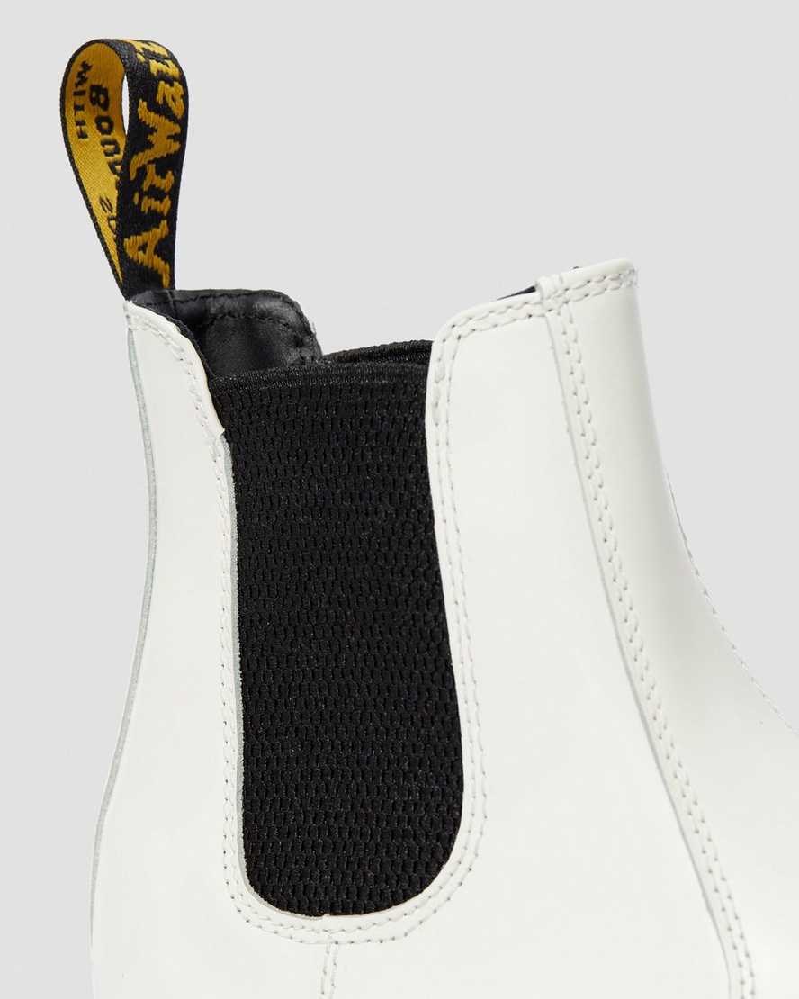 Women's Dr Martens 2976 Smooth Leather Platform Chelsea Boots White Smooth Leather | 547GDTNQS