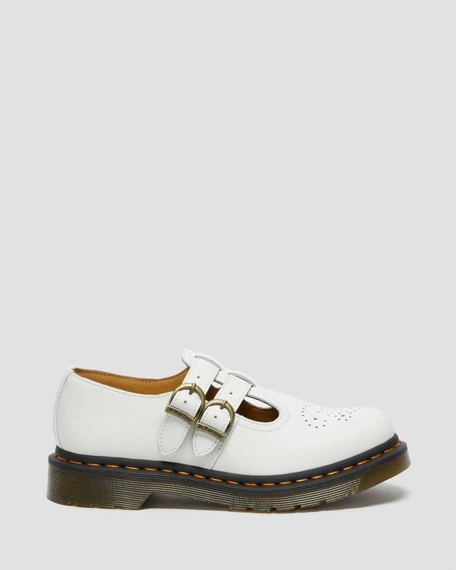 Women's Dr Martens 8065 Smooth Leather Mary Jane Shoes White Smooth Leather | 485XYLQIF