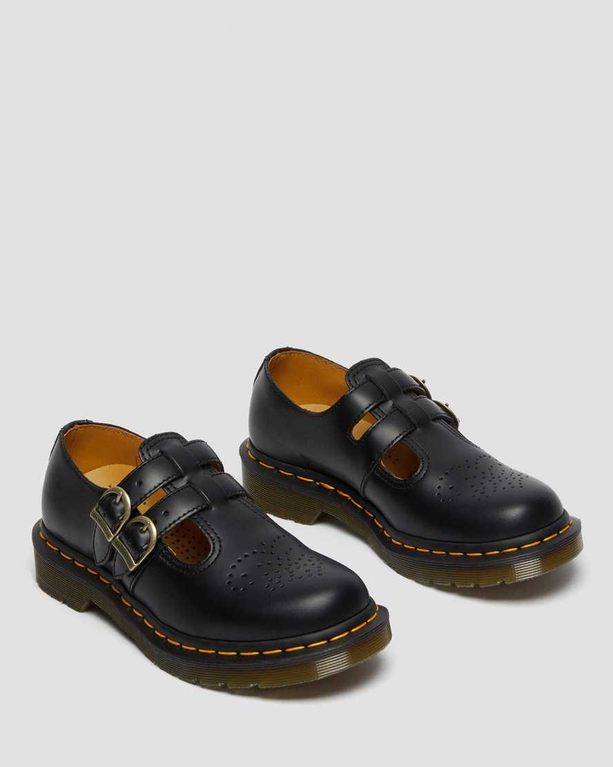 Women's Dr Martens 8065 Smooth Leather Mary Jane Shoes Black Smooth Leather | 680VZRLQT