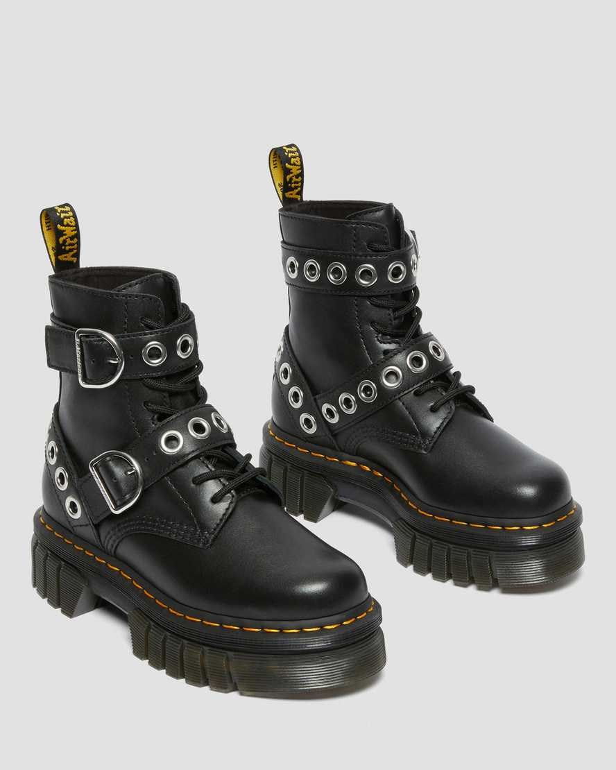 Women's Dr Martens Audrick Hardware Leather Lace Up Boots Black Nappa Lux | 534WRQXKC