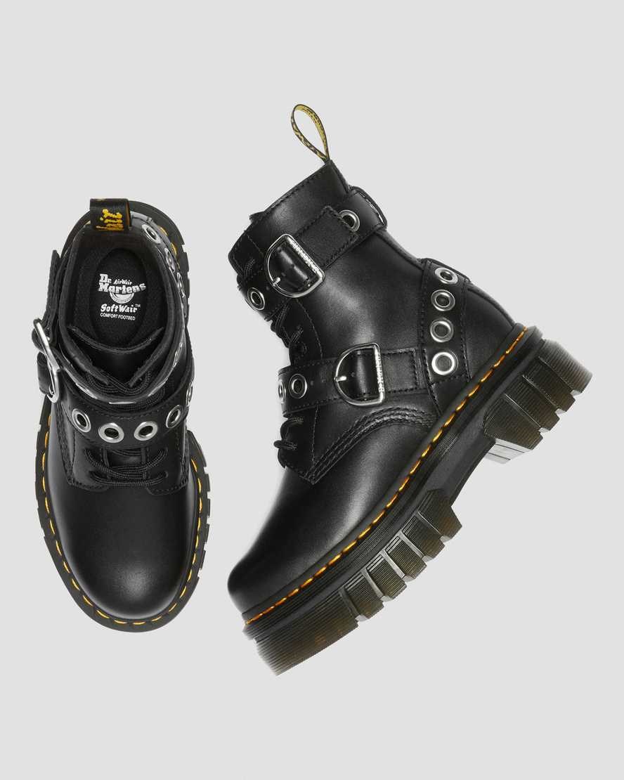 Women's Dr Martens Audrick Hardware Leather Lace Up Boots Black Nappa Lux | 534WRQXKC